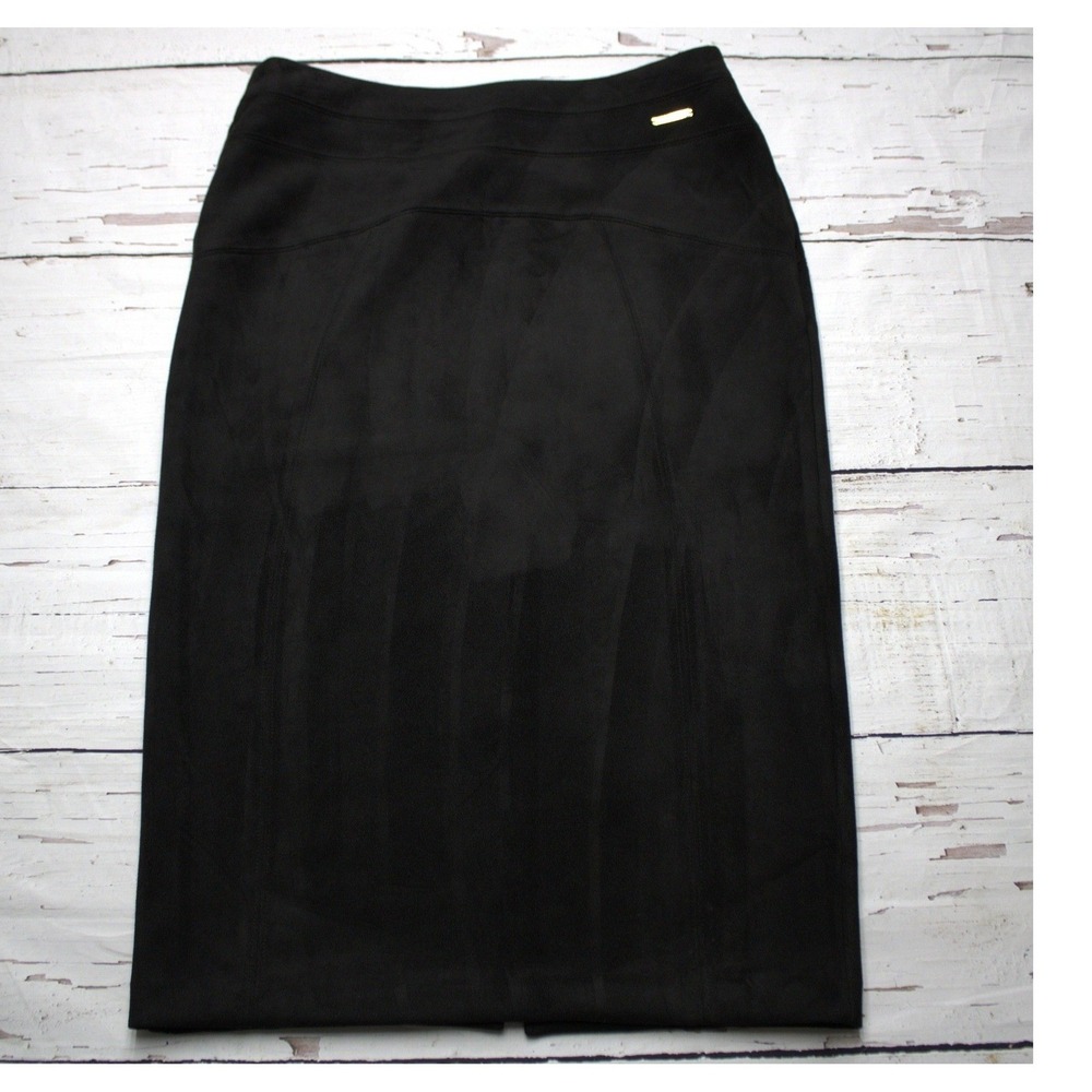 Marc New York Andrew Marc Black Faux Suede Pencil Skirt Small M3MSE319 - Picture 2 of 8